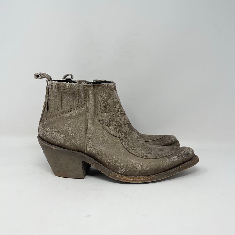 LIBERTY Black Taupe Western Heeled Ankle Boots - Picture 2 of 10